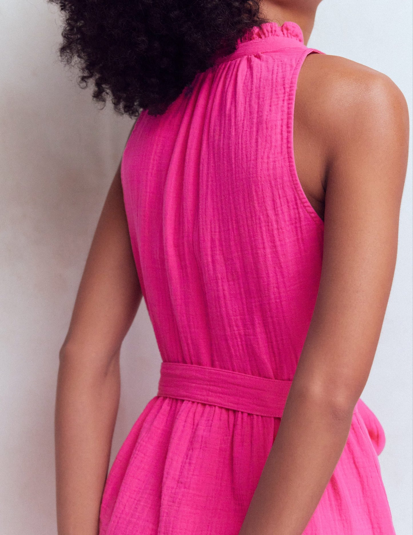 Viv Double Cloth Short Dress-Pink Peony
