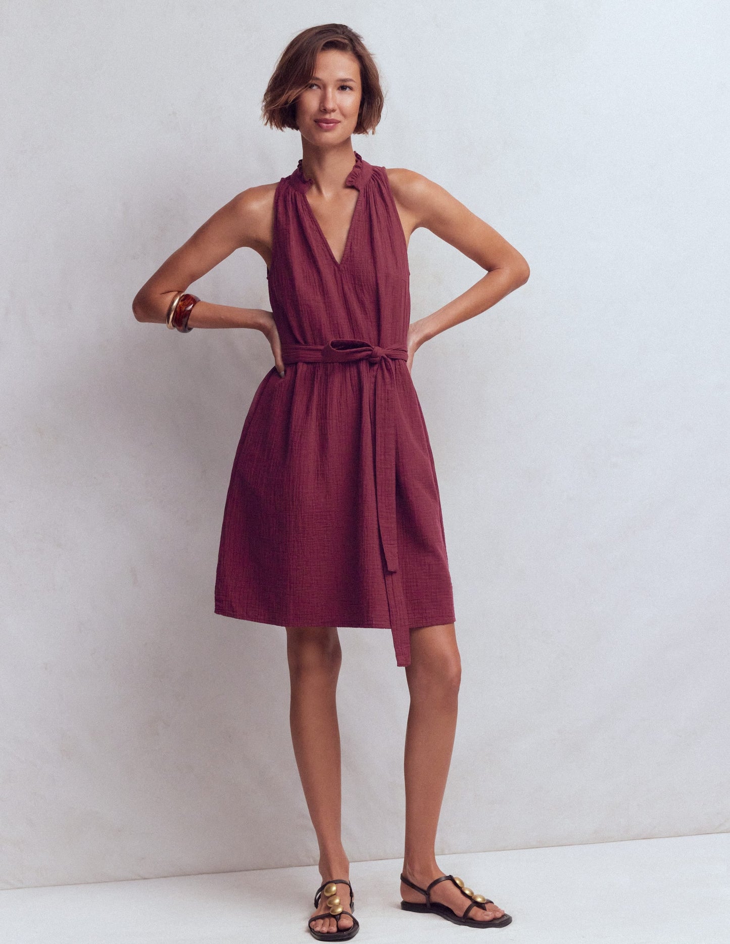 Viv Double Cloth Short Dress-Deep Wisteria