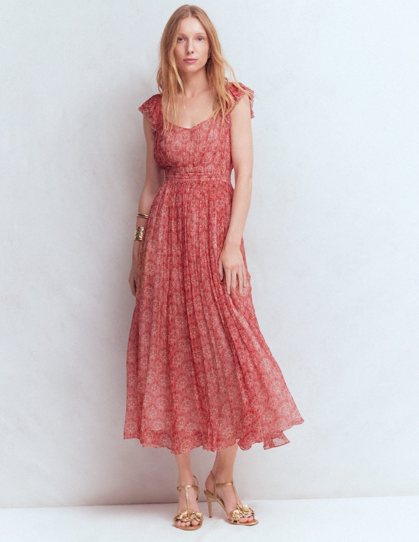Crinkle Chiffon Maxi Dress-Pink Paradise Gardens