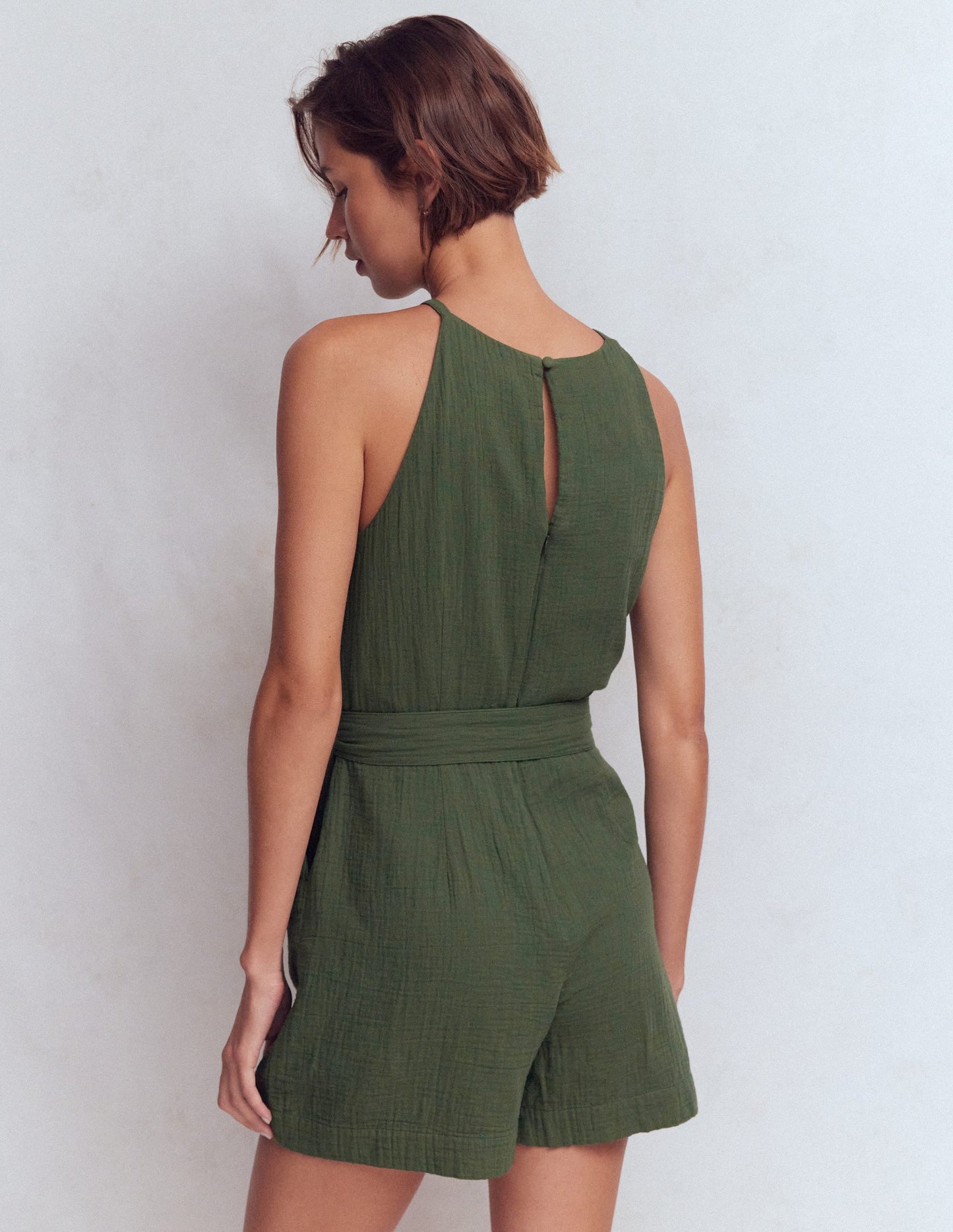 Rosa Double Cloth Playsuit-Hunter Green