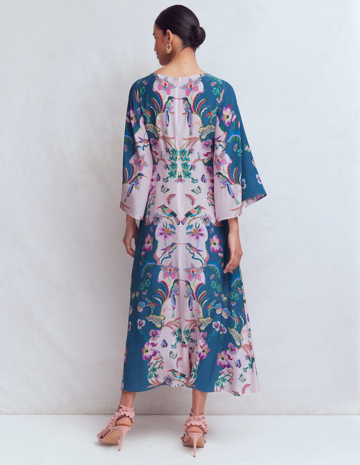 Angel Sleeve Boat Neck Dress-Tourmaline Blue, Orchid Canopy