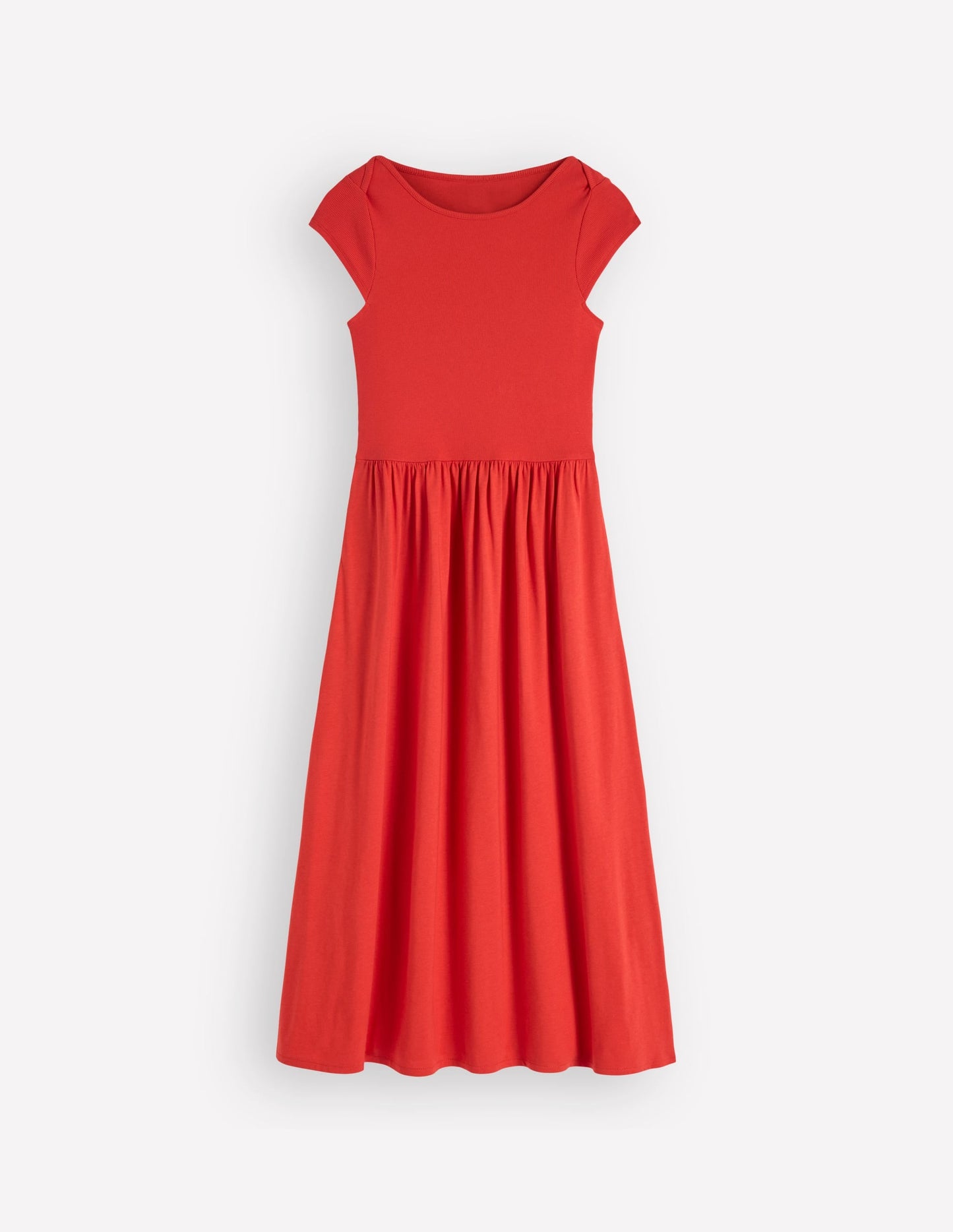 Boat Neck Mix Dress-Blood Orange