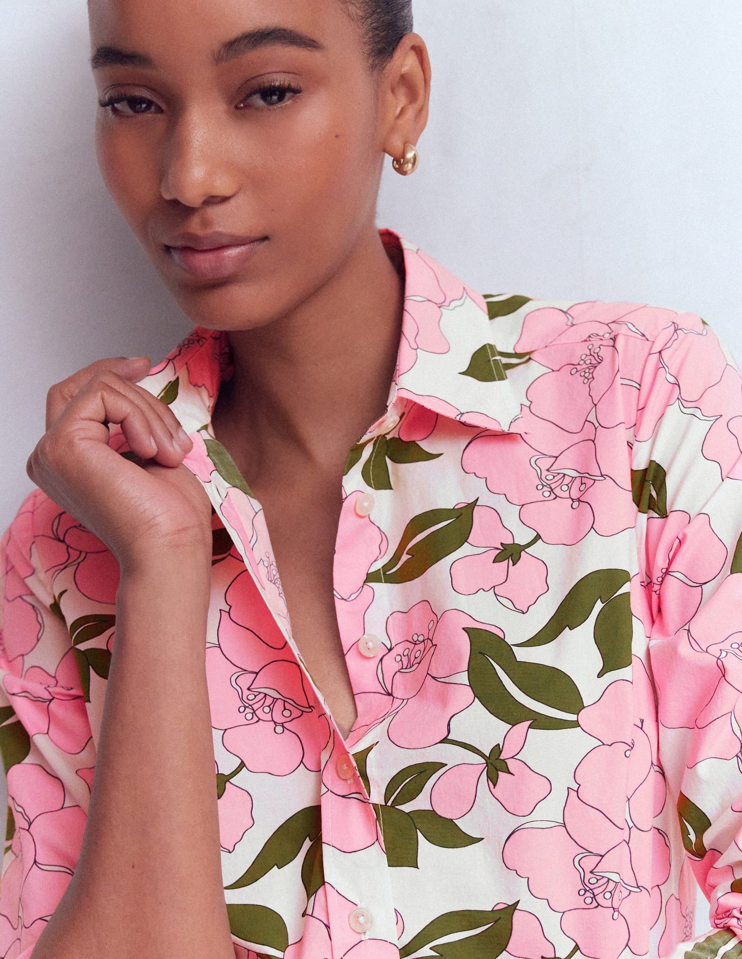 Sienna Cotton Shirt-Blossom Pink, Radiant Bloom