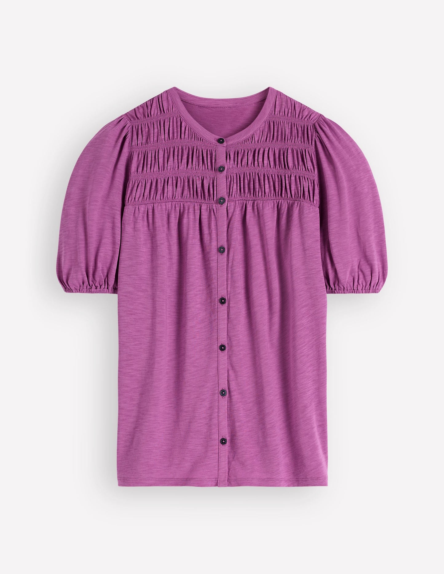 Mya Short Sleeve Smocked Shirt-Clover Purple