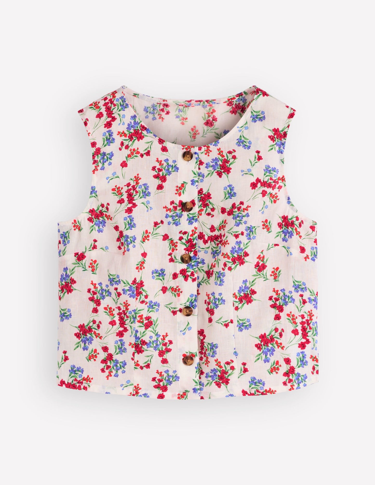 Andrea Linen Shell Top-Ivory, Bloom Scatter