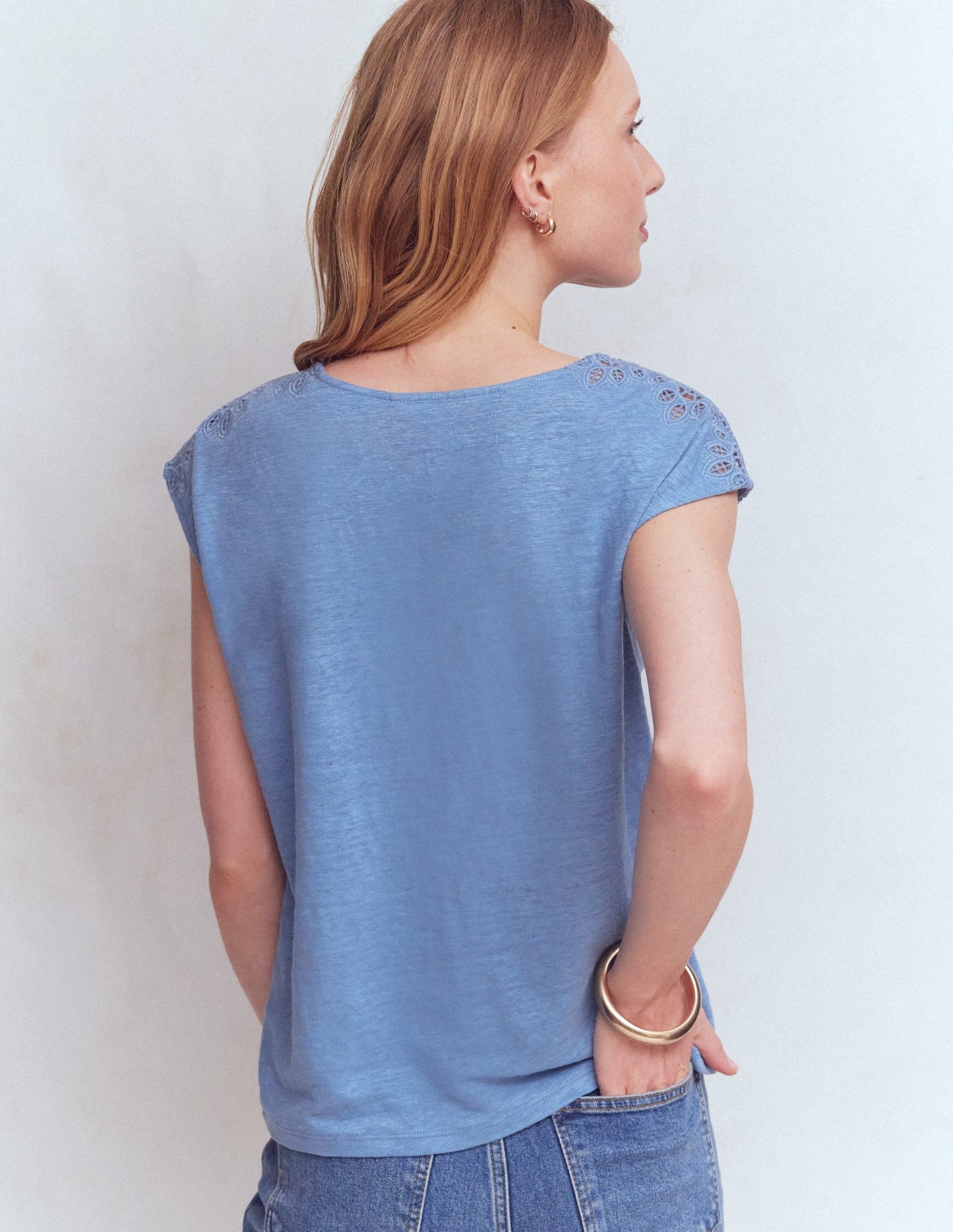 Tara Cutwork Linen Tee-Ashleigh Blue