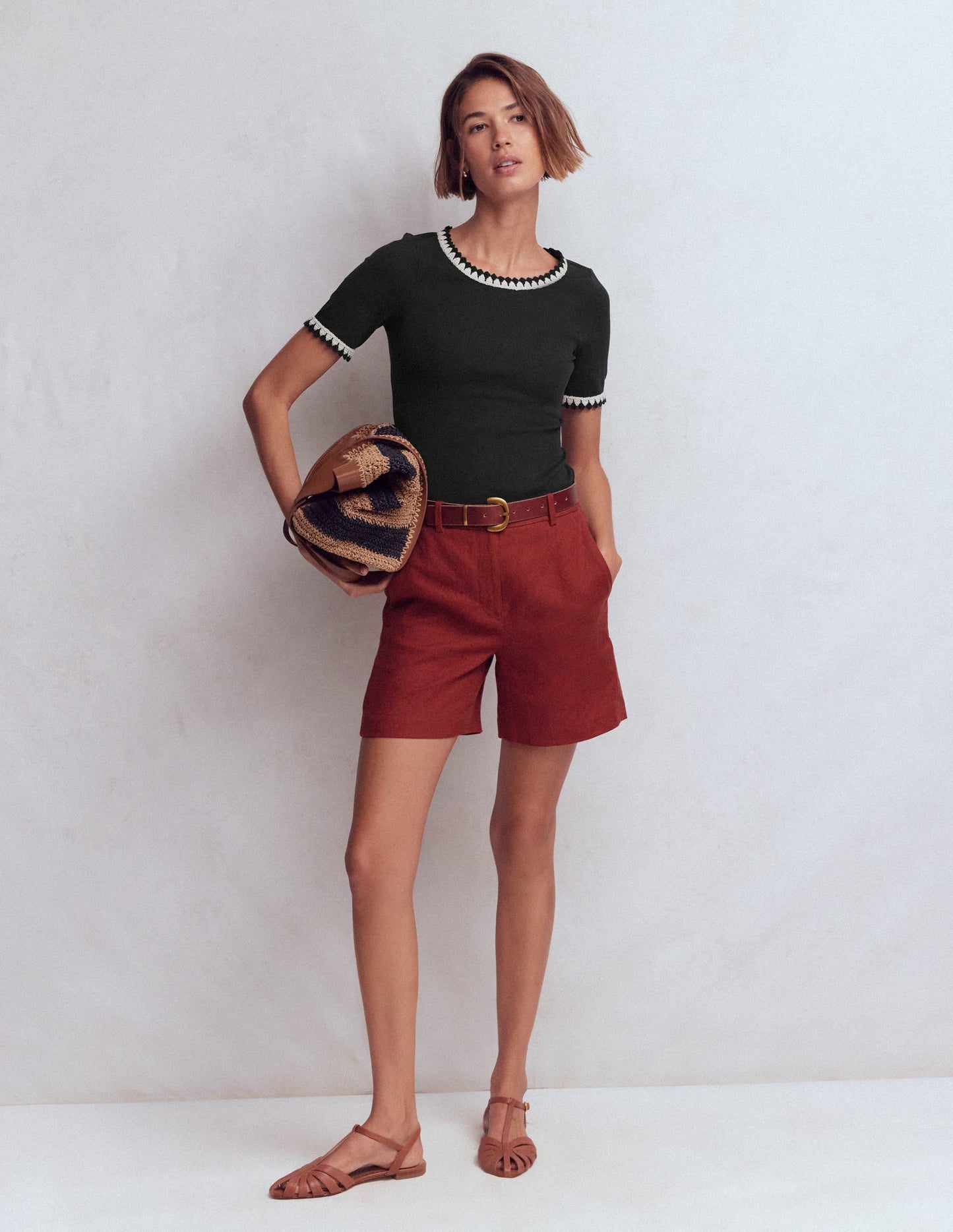 Maddie Trim Detail T-Shirt-Black