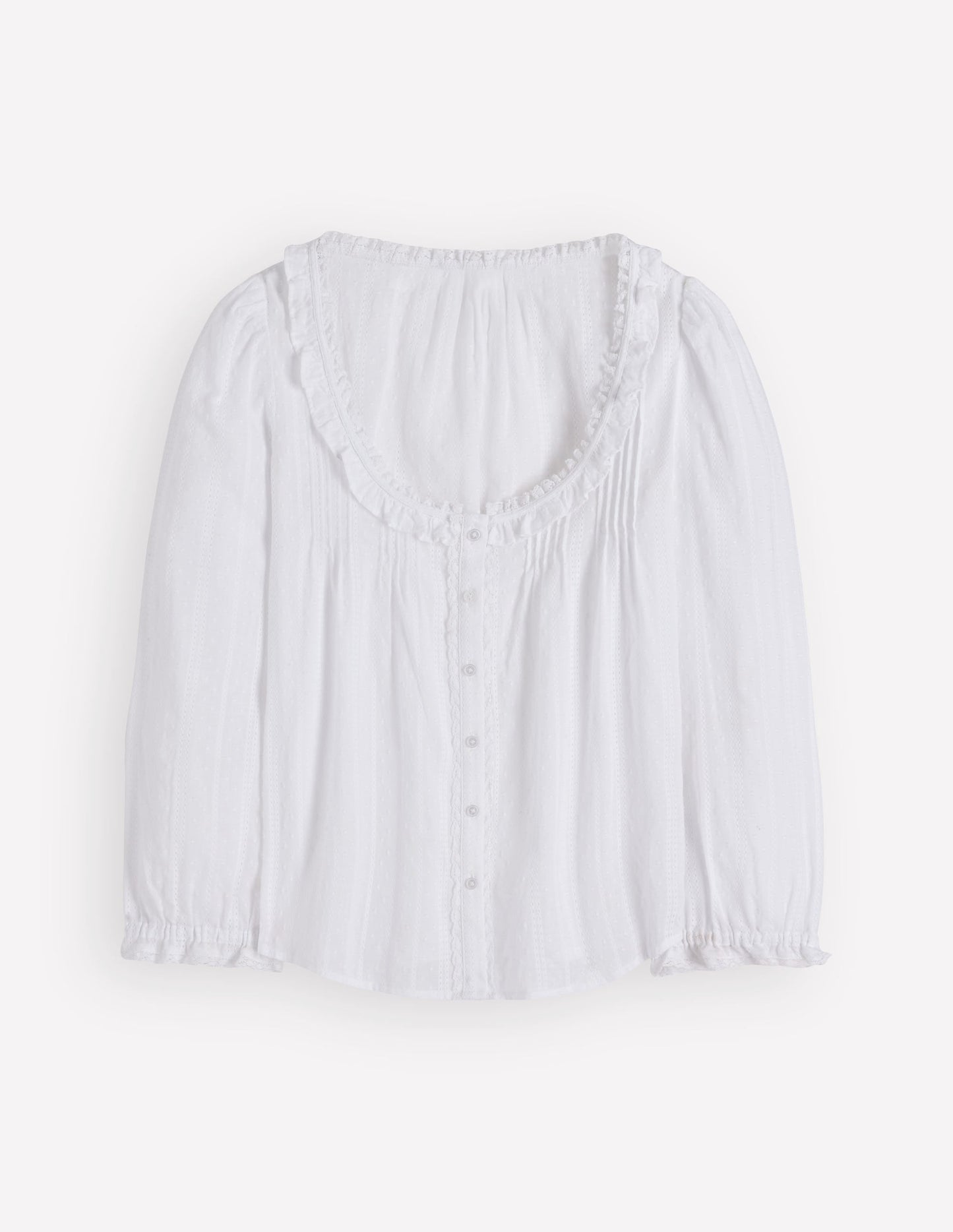 Scoop Neck Ruffle Top-White