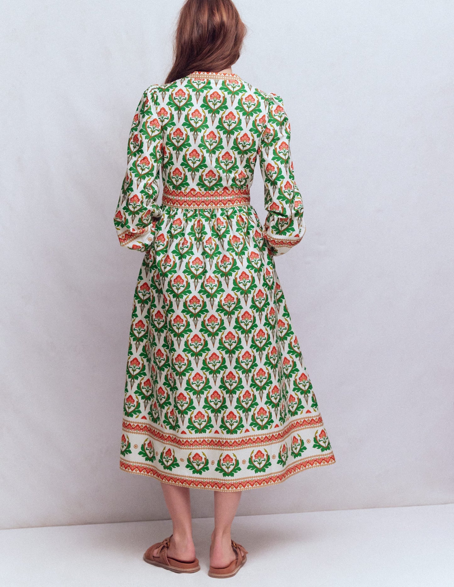 Cary Cotton Midi Dress-Multi, Ornamental Stamp