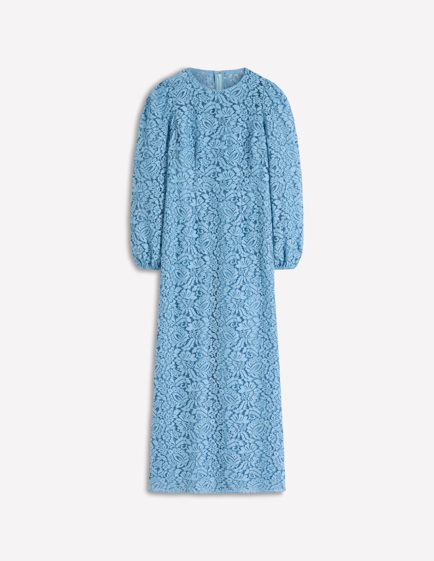 High Neck Lace Dress-Blue
