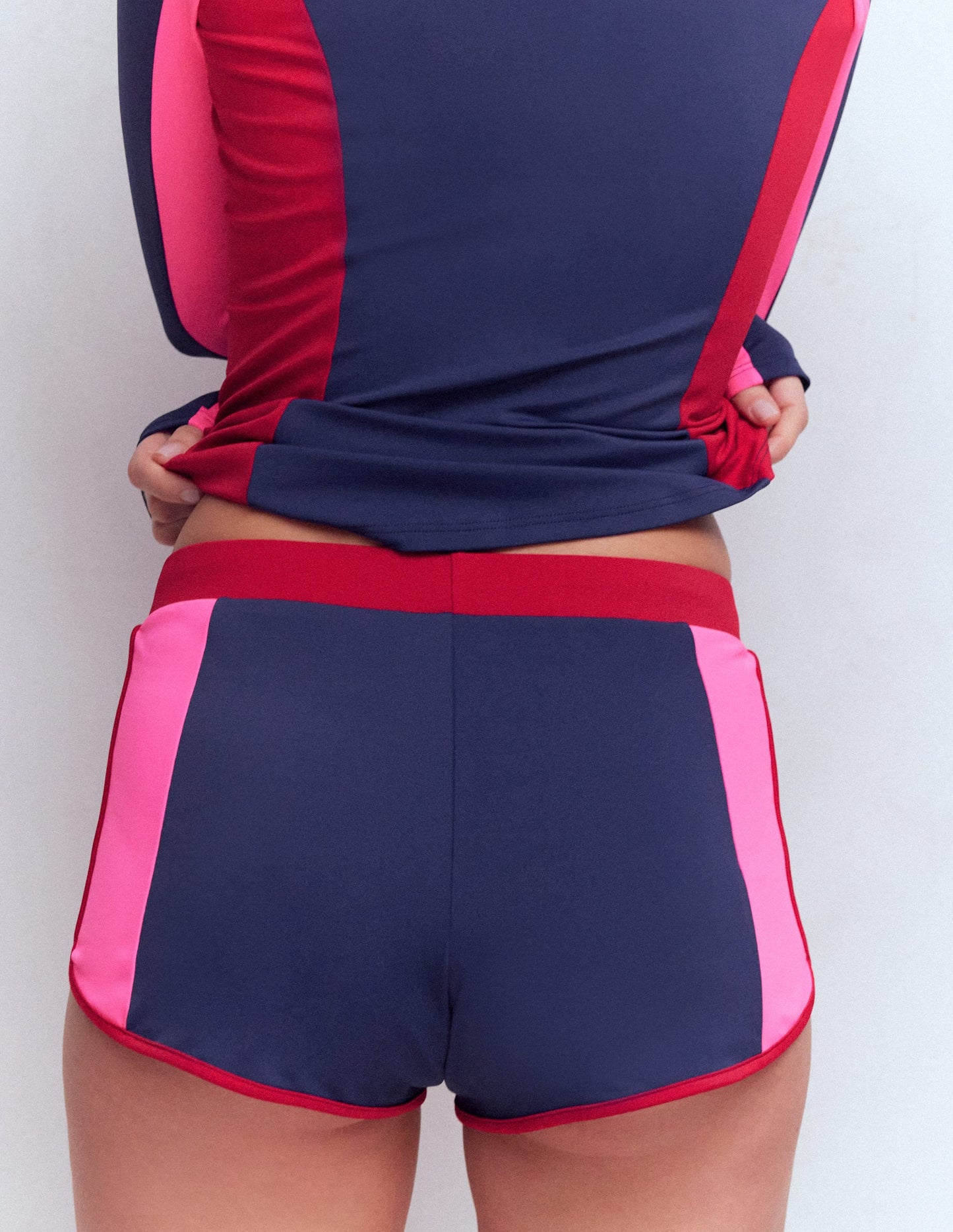 Rash Guard Swim Shorts-Navy, Colourblock