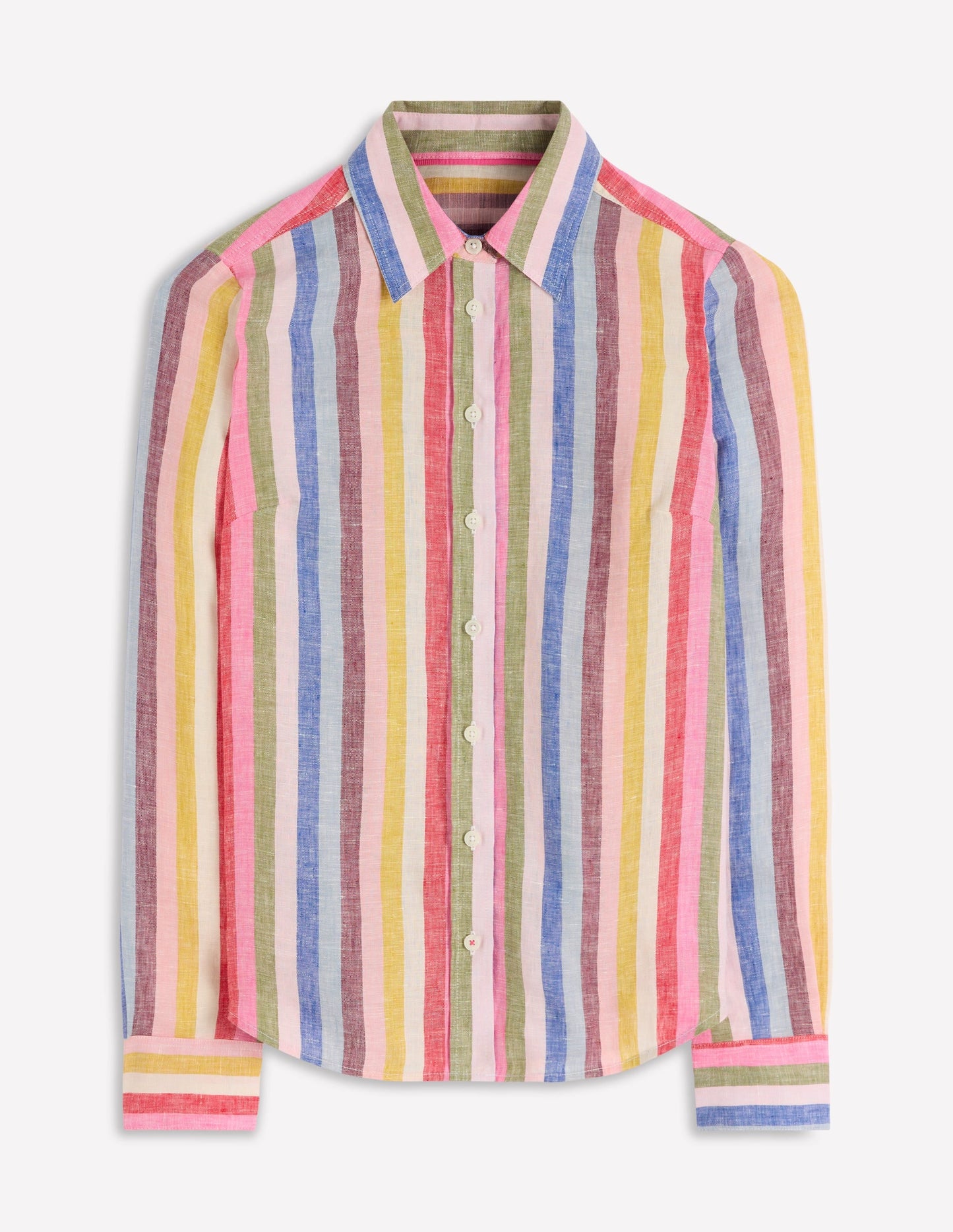 Sienna Linen Shirt-Pink, Green, Purple Multi