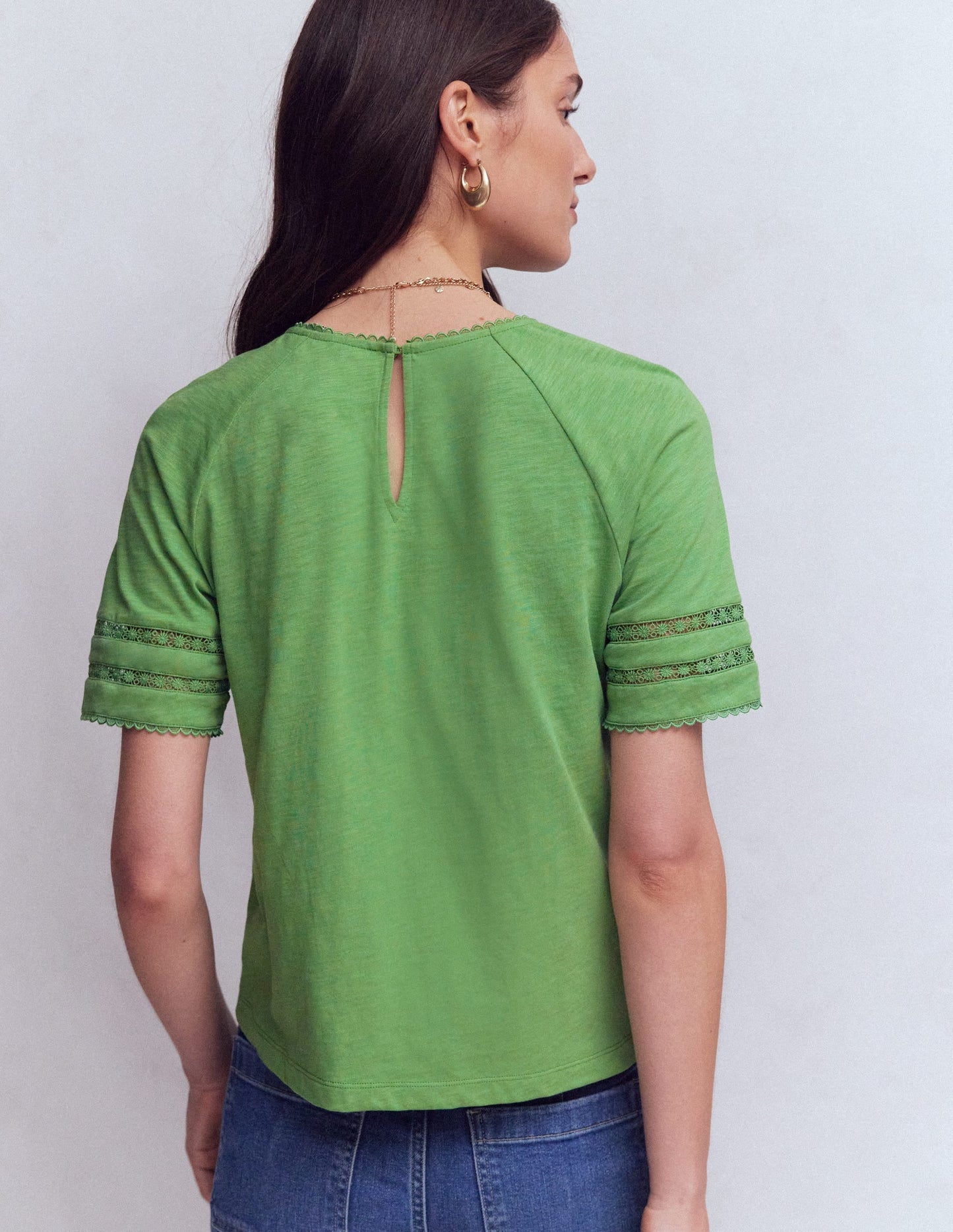 Poppy Trim Crew T-shirt-Bright Emerald