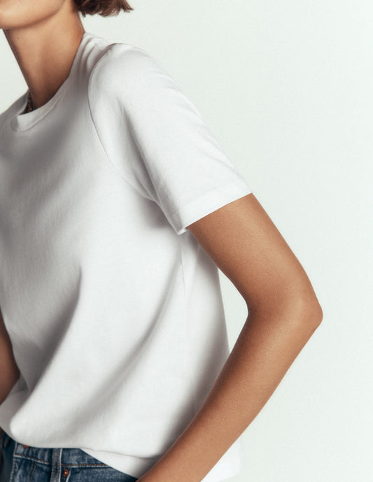 Cotton Crew Neck T-shirt-White