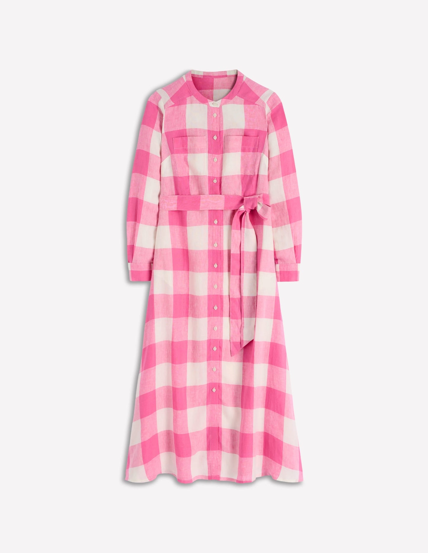 Mollie Linen Midi Dress-Pink Punch Gingham