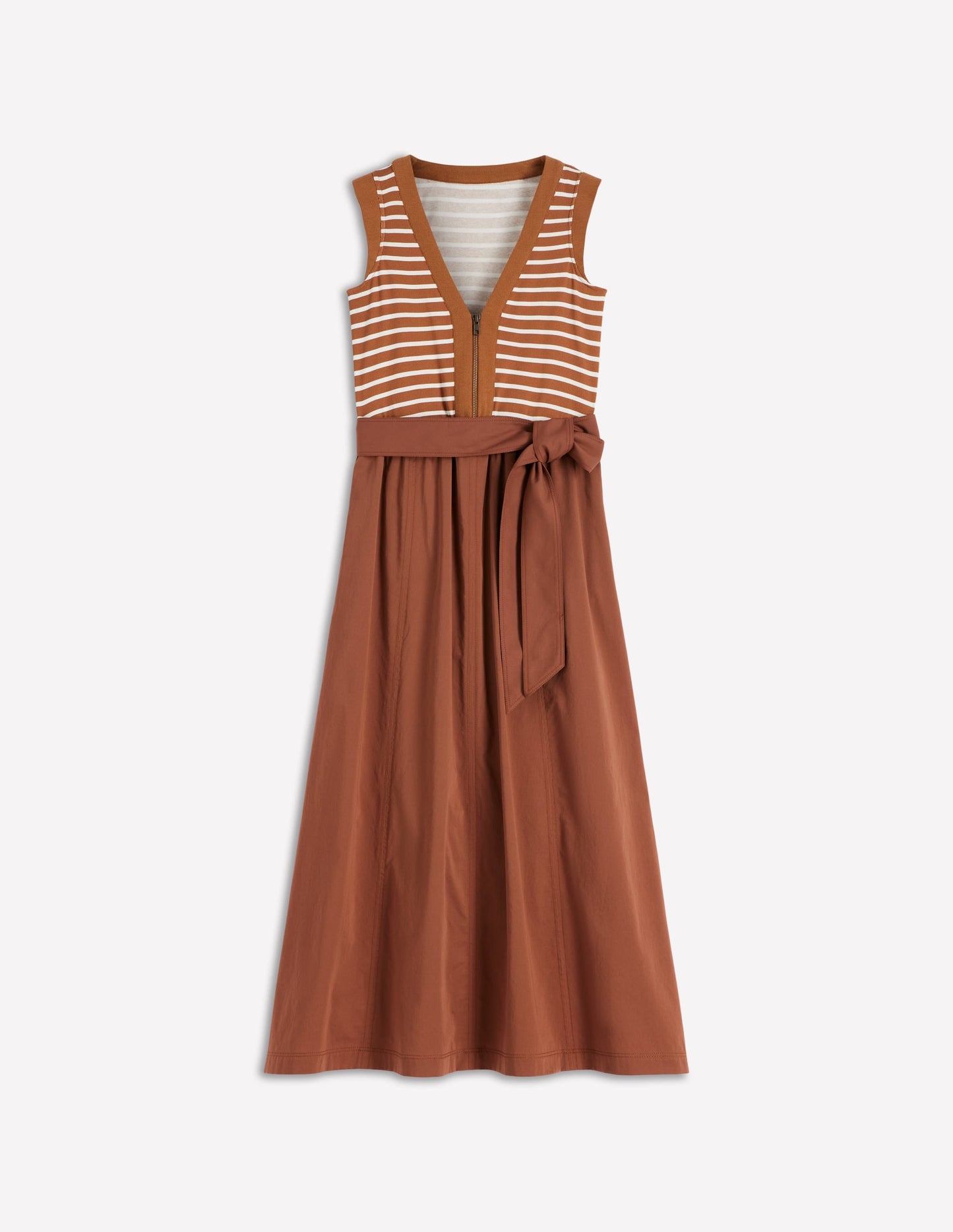 Zip-front Mix Media Dress-Ginger and Ivory Stripe