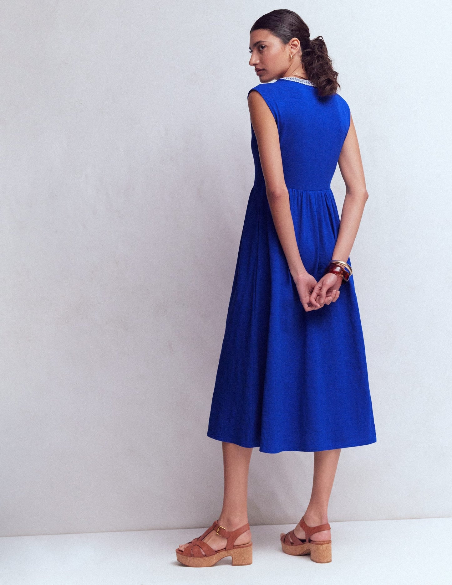 May Jersey Midi Dress-Bright Blue