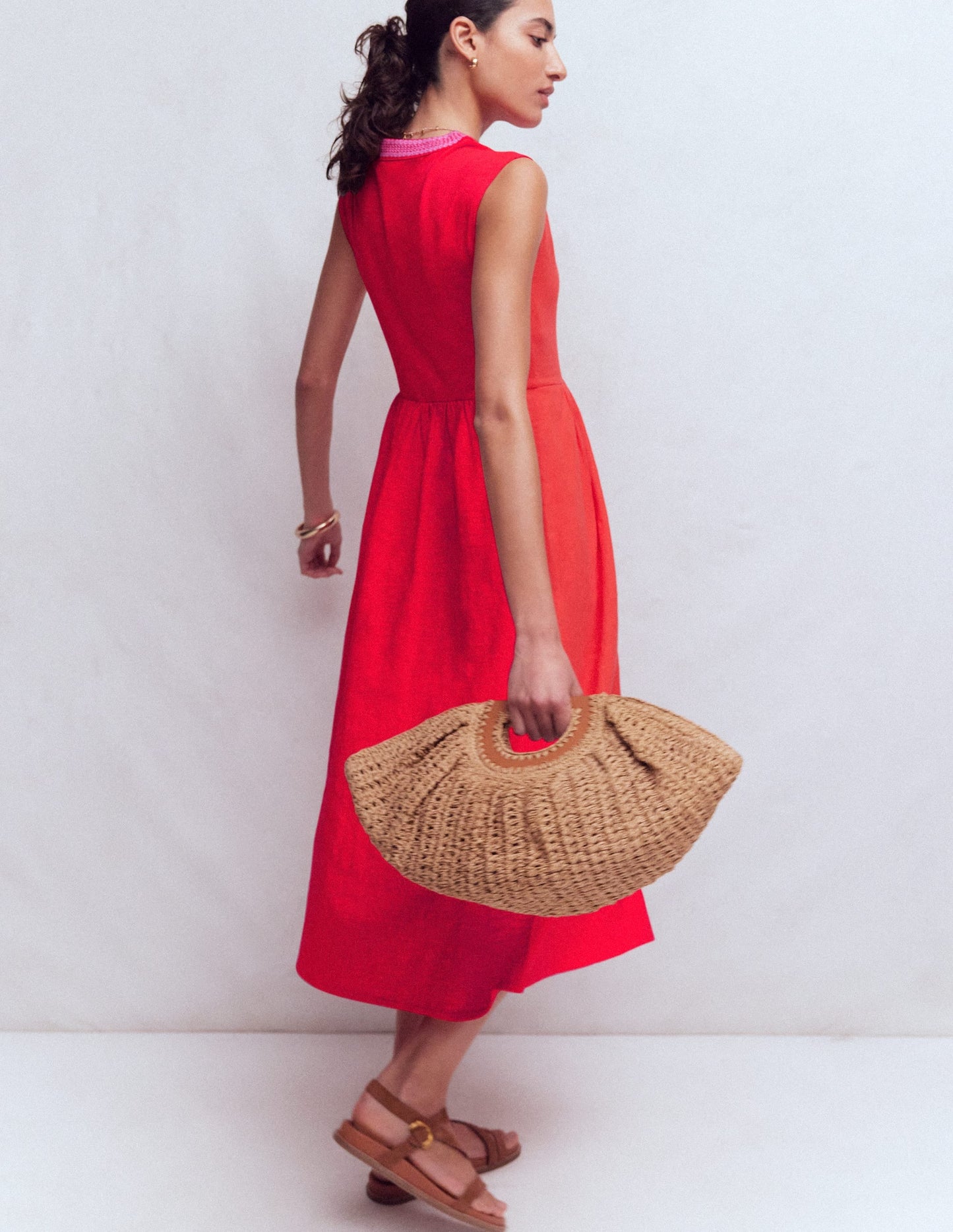 May Jersey Midi Dress-Poppy Red
