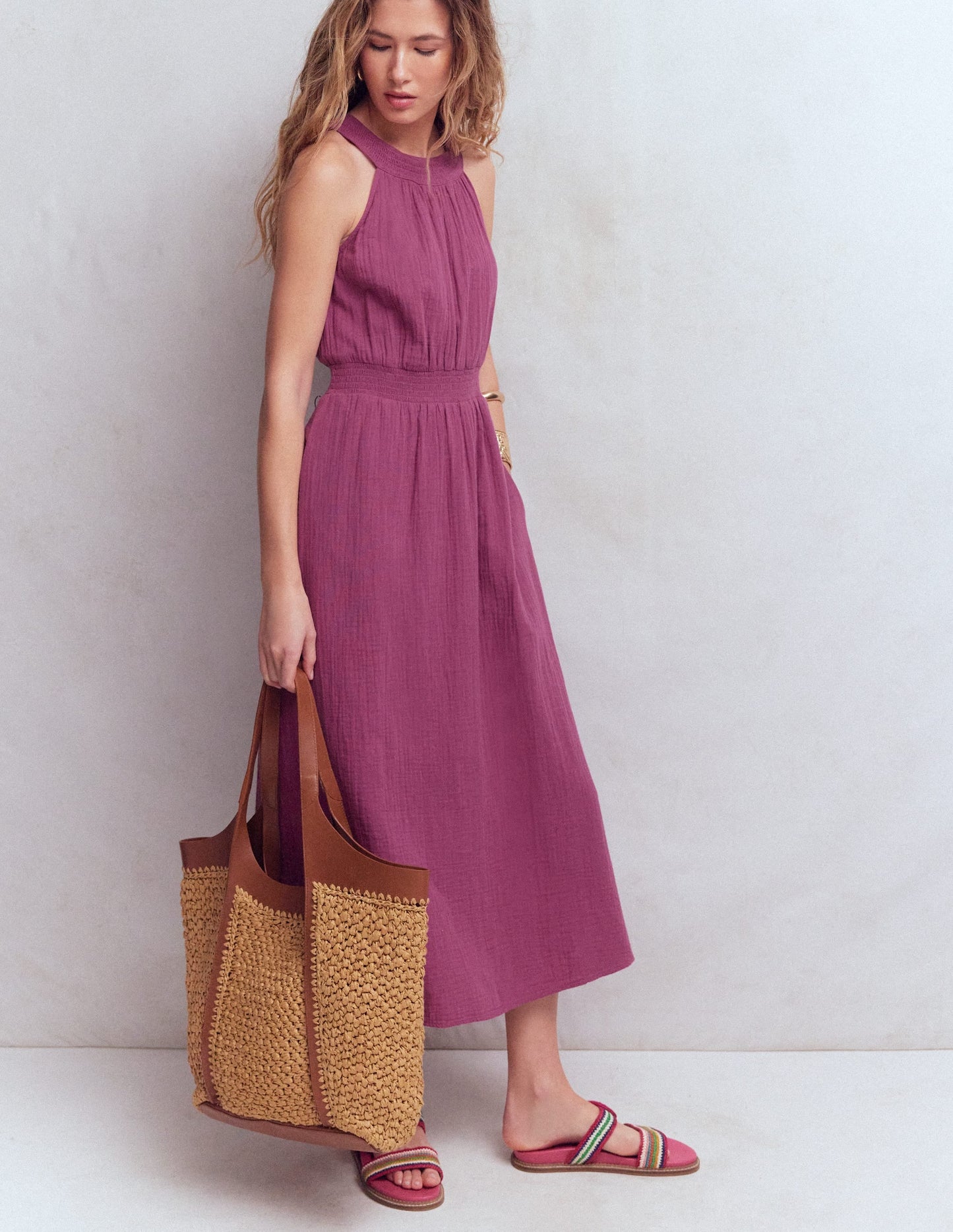 Daphne Double Cloth Dress-Warm Mauve