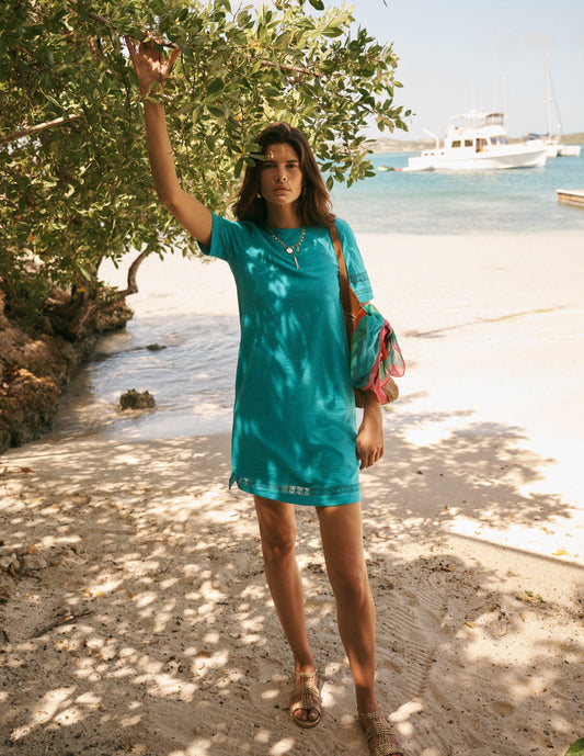 Hattie Jersey T-shirt Dress-Glaze Blue