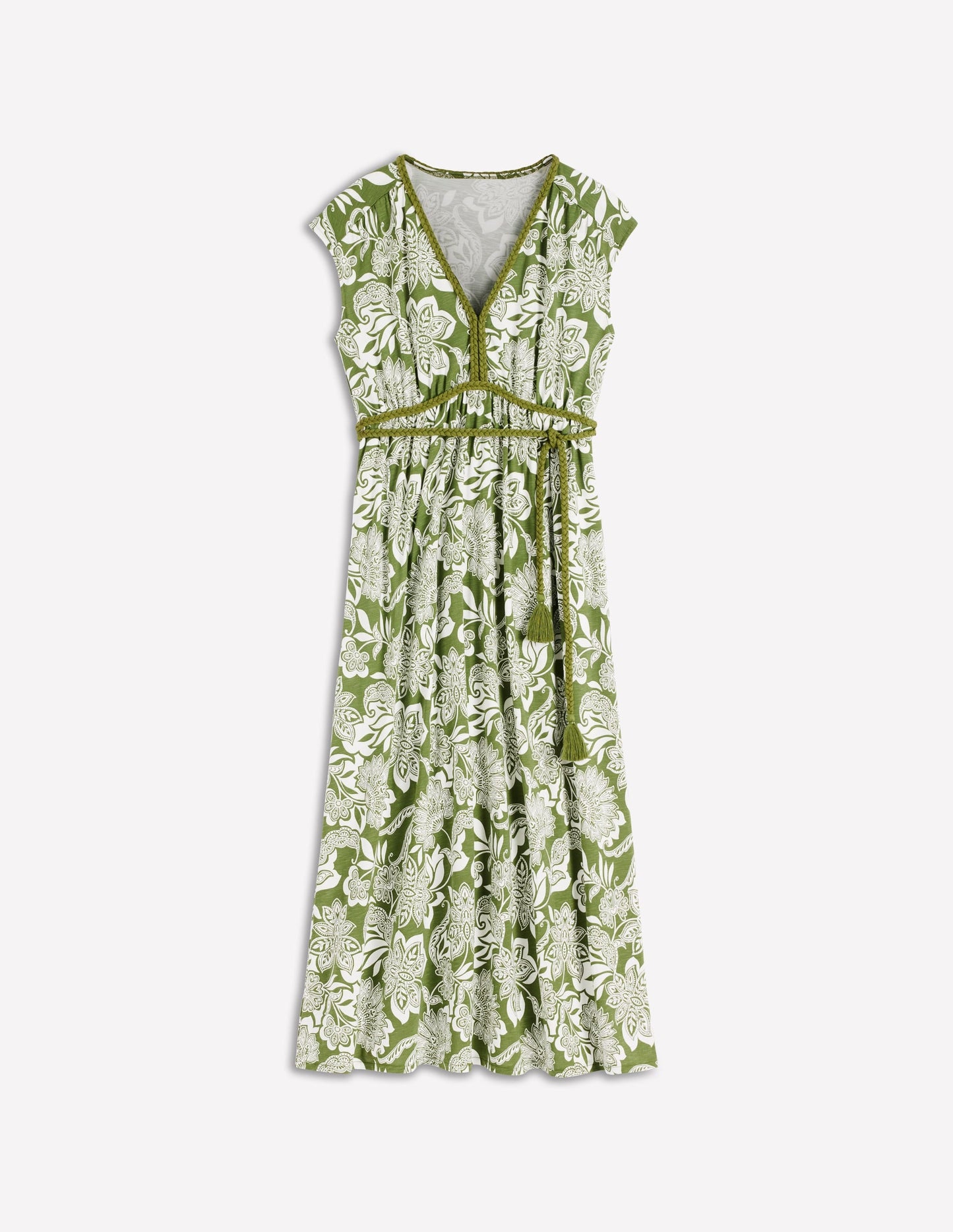 Heidi Ruched Rope Jersey Dress-Olive, Elegant Blossom
