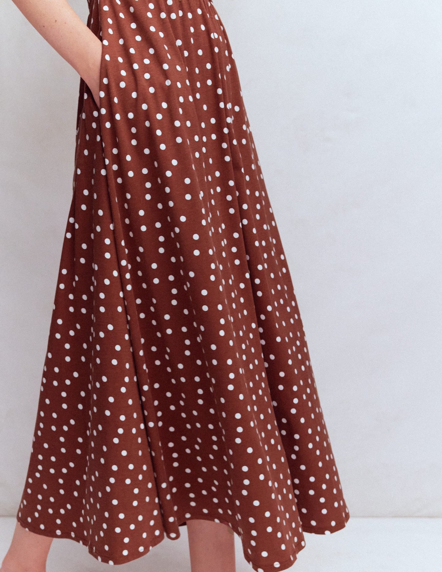Saoirse Smock Back Dress-Roasted Brown, Painted Dot