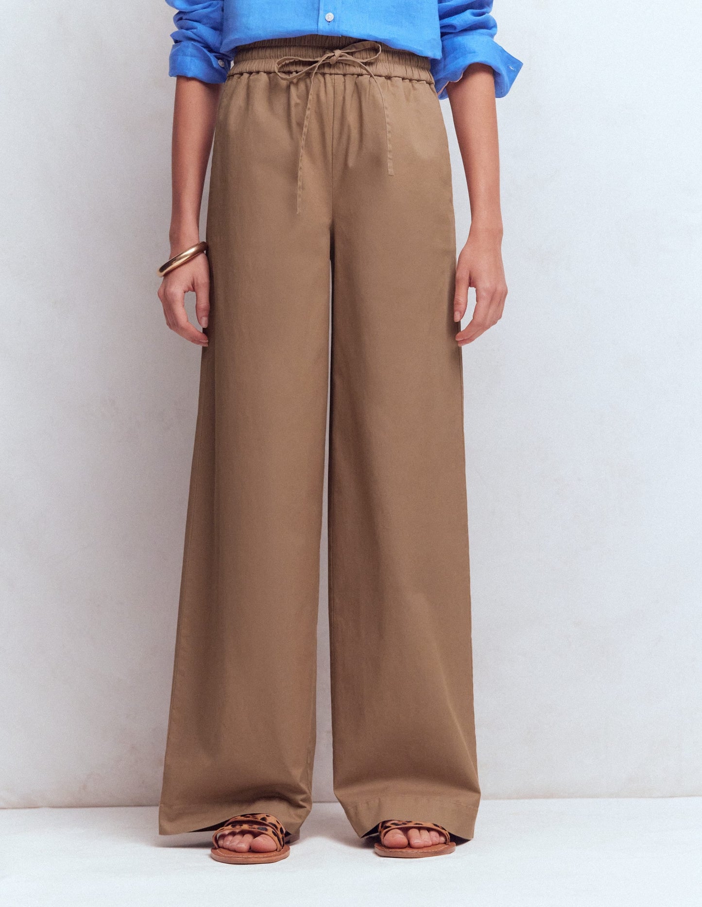 Greenwich Tie Waist Trousers-Cappuccino