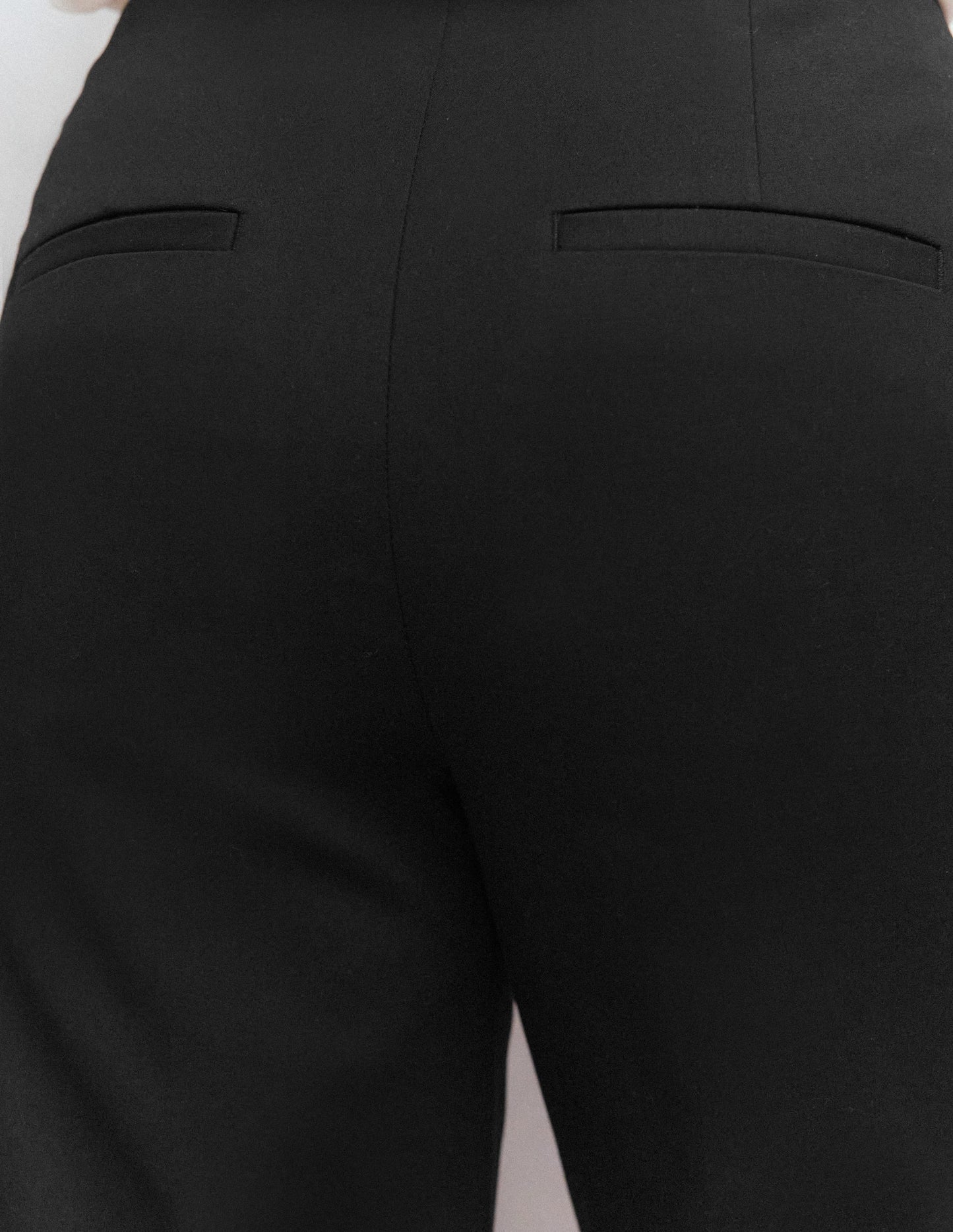 Slim Leg Cotton Trousers-Black