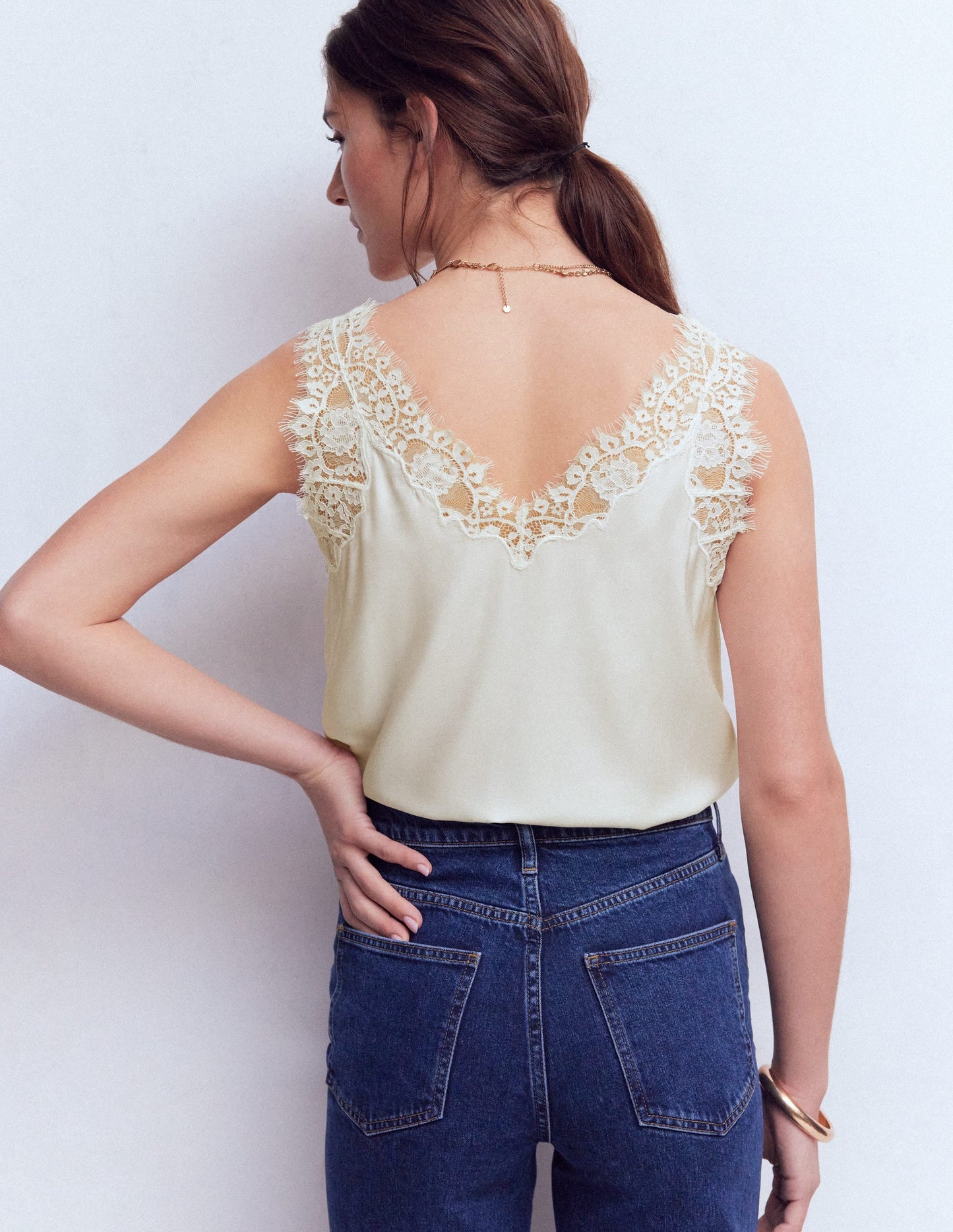 Ara Silk Blend Lace Cami-Ivory