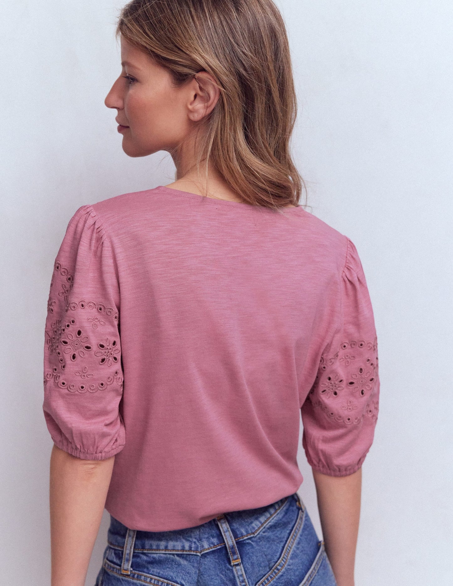 Ada Broderie Mix Top-Lilas