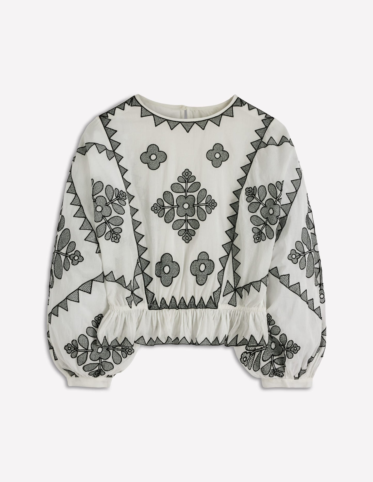 Embroidered Holiday Top-Ivory