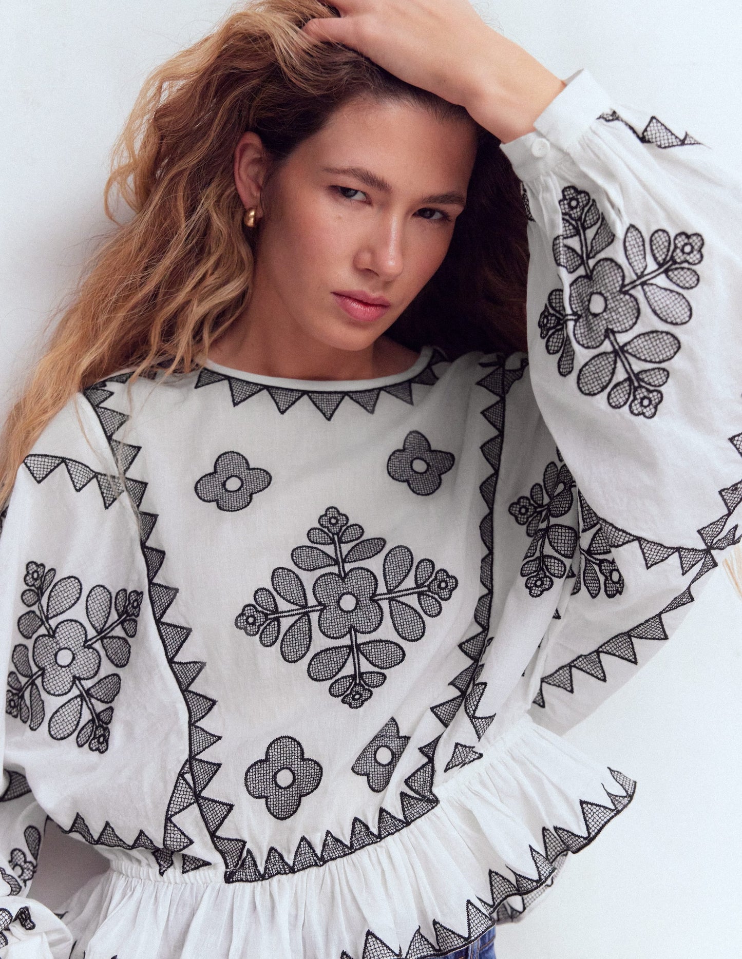 Embroidered Holiday Top-Ivory