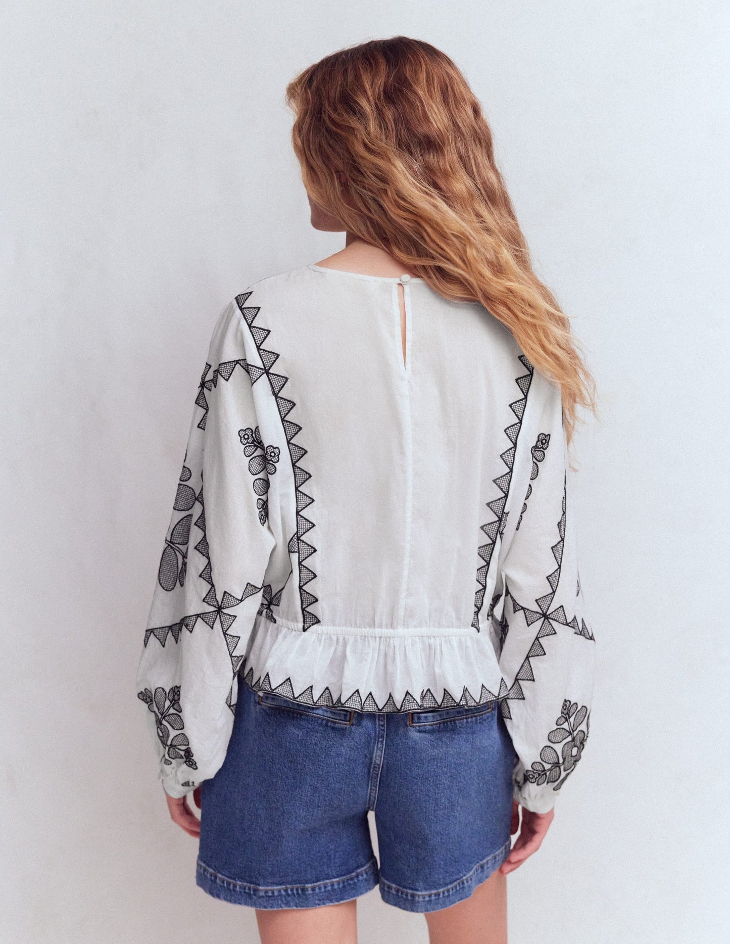Embroidered Holiday Top-Ivory