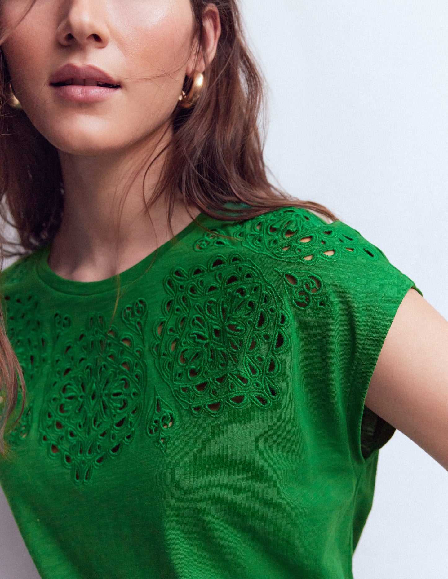 Willow Broderie T-shirt-Fresh Green