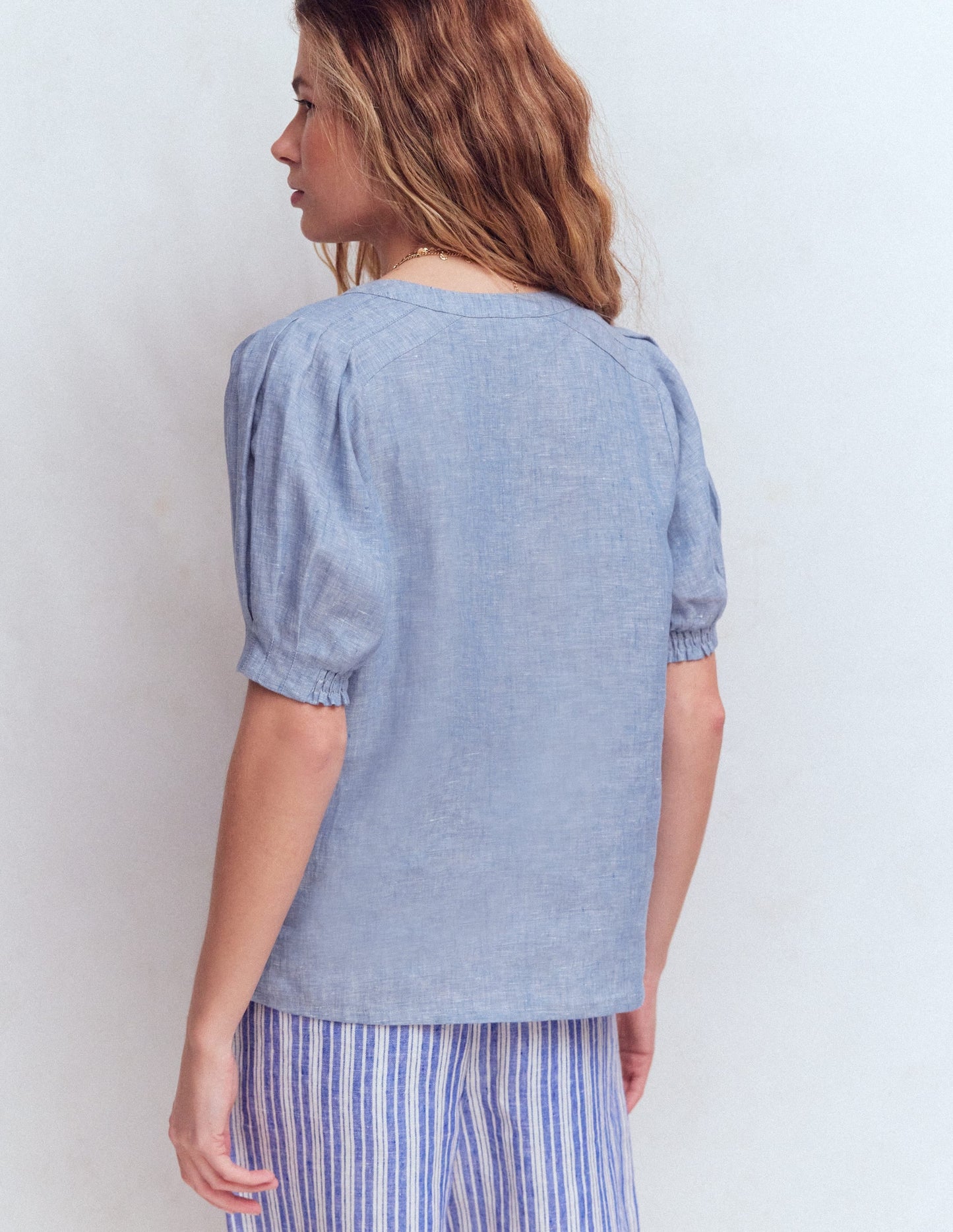 Rae Linen Top-Chambray