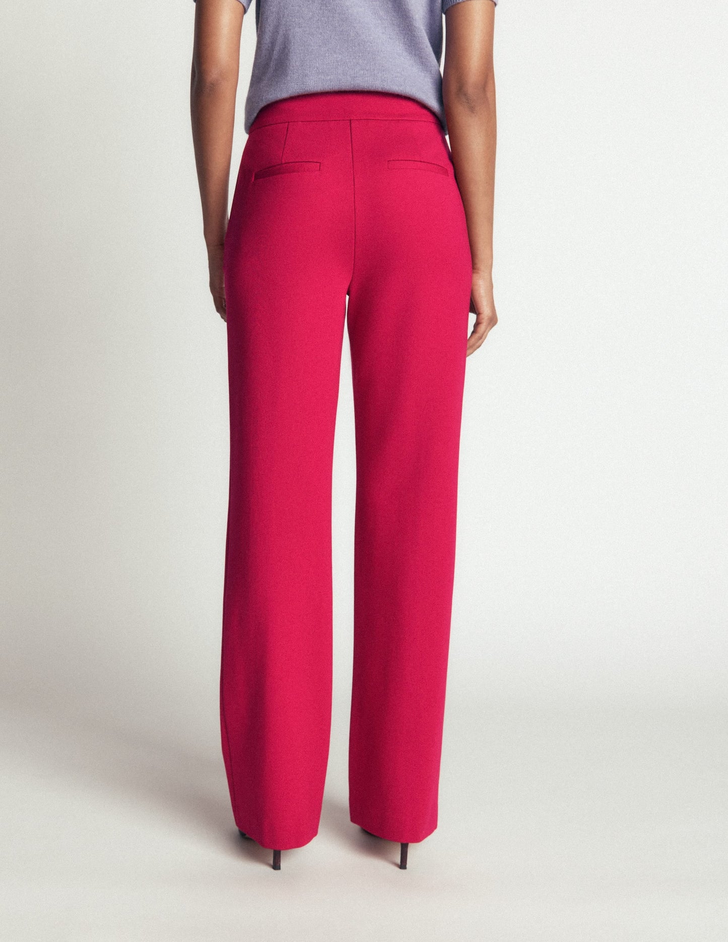Straight Leg Ponte Trousers-Pomegranate