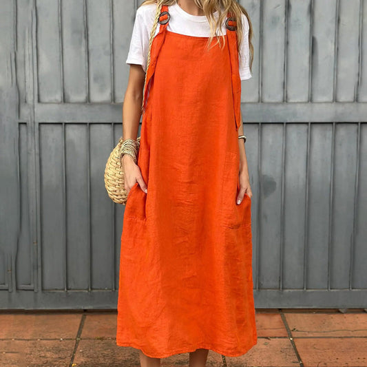 Damenkleid mit verstellbaren Trägern und Taschen
