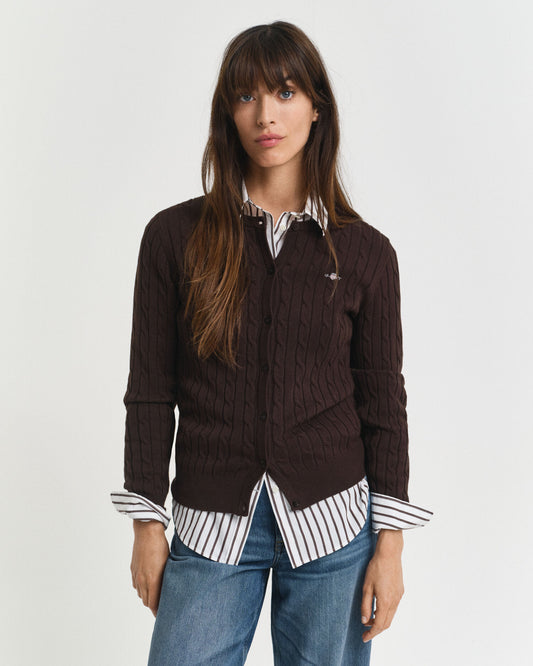 Cardigan aus Stretch-Baumwolle mit Zopfmuster